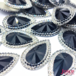 Chaton Indiana Gota Com CristaL Em Volta Resina 18mm x 25mm C/100-unidades