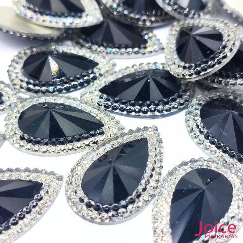 Chaton Indiana Gota Com CristaL Em Volta Resina 18mm x 25mm C/100-unidades