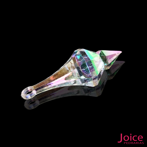 Pingente Ponteira Pião Cristal De Acrílico (AB) 11mm X  31mm C/500-Gramas