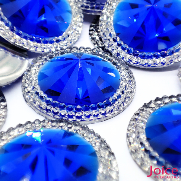 Chaton Indiana Redondo Com CristaL Em Volta Resina 30mm C/100-unidades