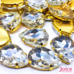 Chaton Engrampado De Vidro Gota (Base Dourada) 13mm x 18m C/300-unidades - Imagem 2