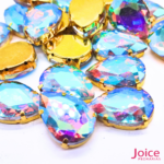 Chaton Engrampado De Vidro Gota (Base Dourada) 13mm x 18m C/300-unidades - Imagem 3