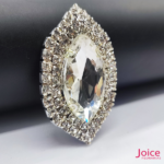 Chaton Navete De Vidro 31mm X 51mm Com Strass Em volta Com (BASE PRATA) De Aço C/20-unidades - Imagem 3