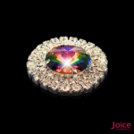 Chaton Redondo De Vidro 32mm Com Strass Em volta Com Base (PRATA) De Aço C/20-unidades