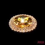 Chaton Redondo De Vidro 32mm Com Strass Em volta Com (BASE DOURADO) De Aço C/20-unidades - Imagem 2