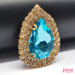 Chaton Gota De Vidro 44mm X 47mm Com Strass Em volta Com (BASE DOURADA) De Aço C/20-unidades - Imagem 12