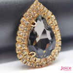 Chaton Gota De Vidro 44mm X 47mm Com Strass Em volta Com (BASE DOURADA) De Aço C/20-unidades - Imagem 17