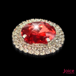 Chaton Redondo De Vidro 32mm Com Strass Em volta Com Base (PRATA) De Aço C/20-unidades - Imagem 2