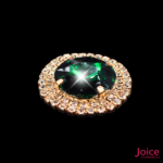 Chaton Redondo De Vidro 32mm Com Strass Em volta Com (BASE DOURADO) De Aço C/20-unidades - Imagem 5