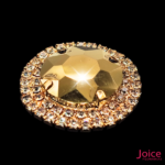 Chaton Redondo De Vidro 32mm Com Strass Em volta Com (BASE DOURADO) De Aço C/20-unidades - Imagem 7