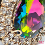 Chaton Gota De Vidro 44mm X 47mm Com Strass Em volta Com (BASE DOURADA) De Aço C/20-unidades - Imagem 3