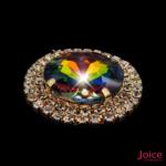 Chaton Redondo De Vidro 32mm Com Strass Em volta Com (BASE DOURADO) De Aço C/20-unidades - Imagem 8