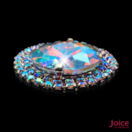 Chaton Redondo De Vidro 42mm Com Strass Em volta Com Base (PRATA) De Aço C/20-unidades - Imagem 2