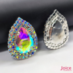 Chaton Gota De Vidro 44mm X 47mm Com Strass Em volta Com (BASE PRATA) De Aço C/20-unidades - Imagem 2