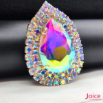 Chaton Gota De Vidro 44mm X 47mm Com Strass Em volta Com (BASE PRATA) De Aço C/20-unidades - Imagem 4