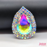 Chaton Gota De Vidro 44mm X 47mm Com Strass Em volta Com (BASE PRATA) De Aço C/20-unidades - Imagem 3