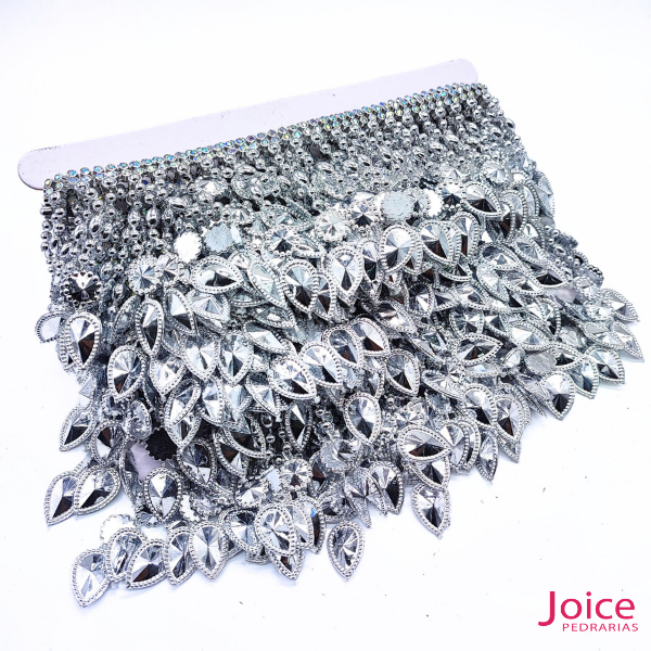 Franja De ABS Com Strass 8.5CM C/4.5-Metros -Ref:B088