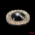 Chaton Redondo De Vidro 32mm Com Strass Em volta Com Base (PRATA) De Aço C/20-unidades - Imagem 3