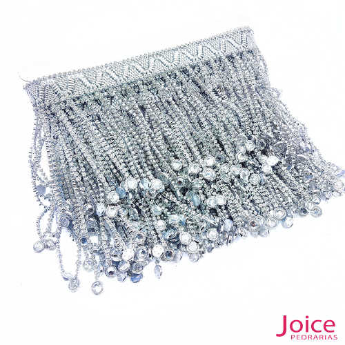 Franja De ABS Com Strass 120mm C/4.5-Metros -Ref:B078