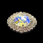 Chaton Redondo De Vidro 32mm Com Strass Em volta Com Base (PRATA) De Aço C/20-unidades - Imagem 4