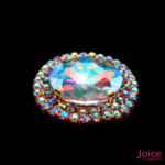 Chaton Redondo De Vidro 32mm Com Strass Em volta Com (BASE DOURADO) De Aço C/20-unidades - Imagem 4