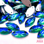 Navete Imitação Swarovski De Vidro 7mm X 15mm Com Furo Base Reta C/1000-Unidades