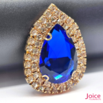 Chaton Gota De Vidro 44mm X 47mm Com Strass Em volta Com (BASE DOURADA) De Aço C/20-unidades - Imagem 7