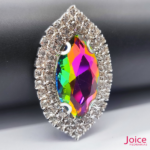 Chaton Navete De Vidro 31mm X 51mm Com Strass Em volta Com (BASE PRATA) De Aço C/20-unidades - Imagem 2