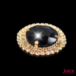 Chaton Redondo De Vidro 42mm Com Strass Em volta Com (BASE DOURADO) De Aço C/20-unidades - Imagem 7