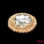 Chaton Redondo De Vidro 32mm Com Strass Em volta Com (BASE DOURADO) De Aço C/20-unidades