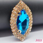 Chaton Navete De Vidro 31mm X 51mm Com Strass Em volta Com (BASE DOURADA) De Aço C/20-unidades - Imagem 6