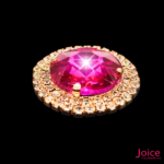 Chaton Redondo De Vidro 32mm Com Strass Em volta Com (BASE DOURADO) De Aço C/20-unidades - Imagem 3