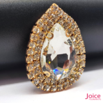 Chaton Gota De Vidro 44mm X 47mm Com Strass Em volta Com (BASE DOURADA) De Aço C/20-unidades - Imagem 11