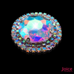 Chaton Redondo De Vidro 42mm Com Strass Em volta Com Base (PRATA) De Aço C/20-unidades