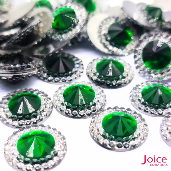 Chaton Indiana Redondo Com CristaL Em Volta Resina 14mm C/300-unidades