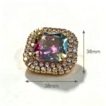 Chaton Quadrado De Vidro 38mm Com Strass Em Volta-BASE De Aço C/20-unidades - Imagem 2