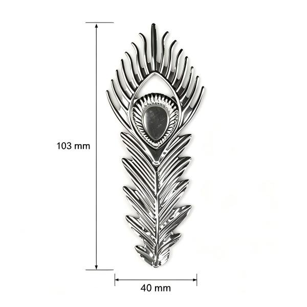 Tag: Aplique pena de pavão metal 103×40mm, 100 peças