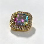 Chaton Quadrado De Vidro 38mm Com Strass Em Volta-BASE De Aço C/20-unidades - Imagem 5