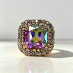 Chaton Quadrado De Vidro 38mm Com Strass Em Volta-BASE De Aço C/20-unidades - Imagem 3