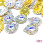 Chaton Gota De Vidro 16MM X 21MM Com Strass Base De Aço C/200unidades - Imagem 3