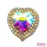 Chaton Coração De Vidro 42mm Com Strass Em volta Com (BASE PRATA) De Aço C/20-unidades - Imagem 5